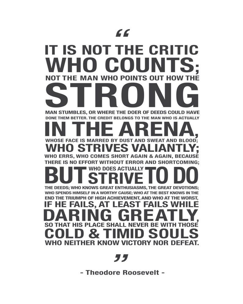 Man In The Arena // Digital Download - Etsy | Worth Quotes with regard to Man In The Arena Free Printable