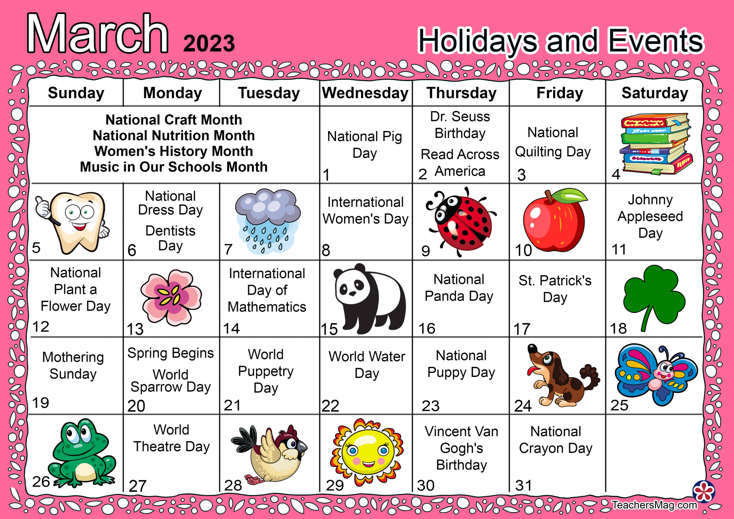 March Preschool Themes And Activity Calendar. Teachersmag throughout Free Printable March Activities