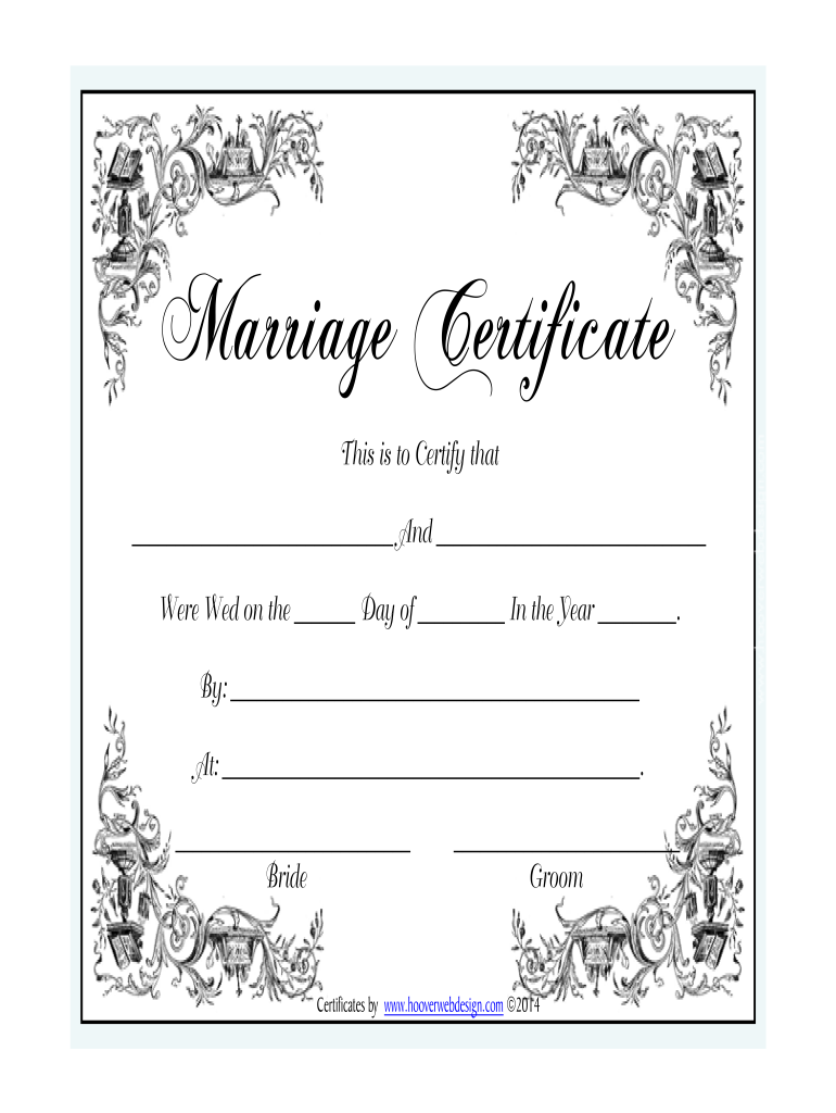 Marriage Certificate - Fill Online, Printable, Fillable, Blank throughout Free Printable Wedding Certificates