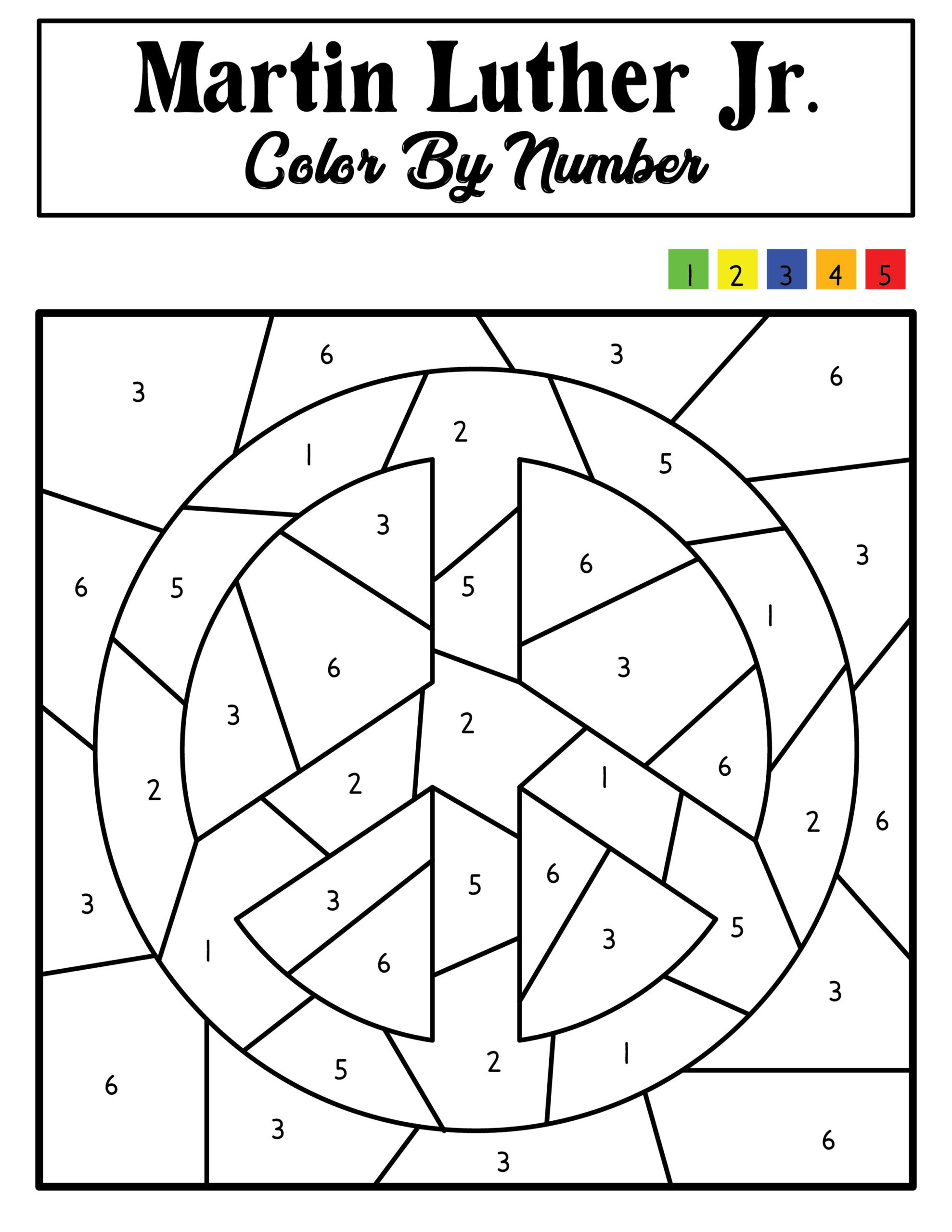 Martin Luther King Jr Free Colornumber Printable Pages inside Martin Luther King Free Printable Coloring Pages