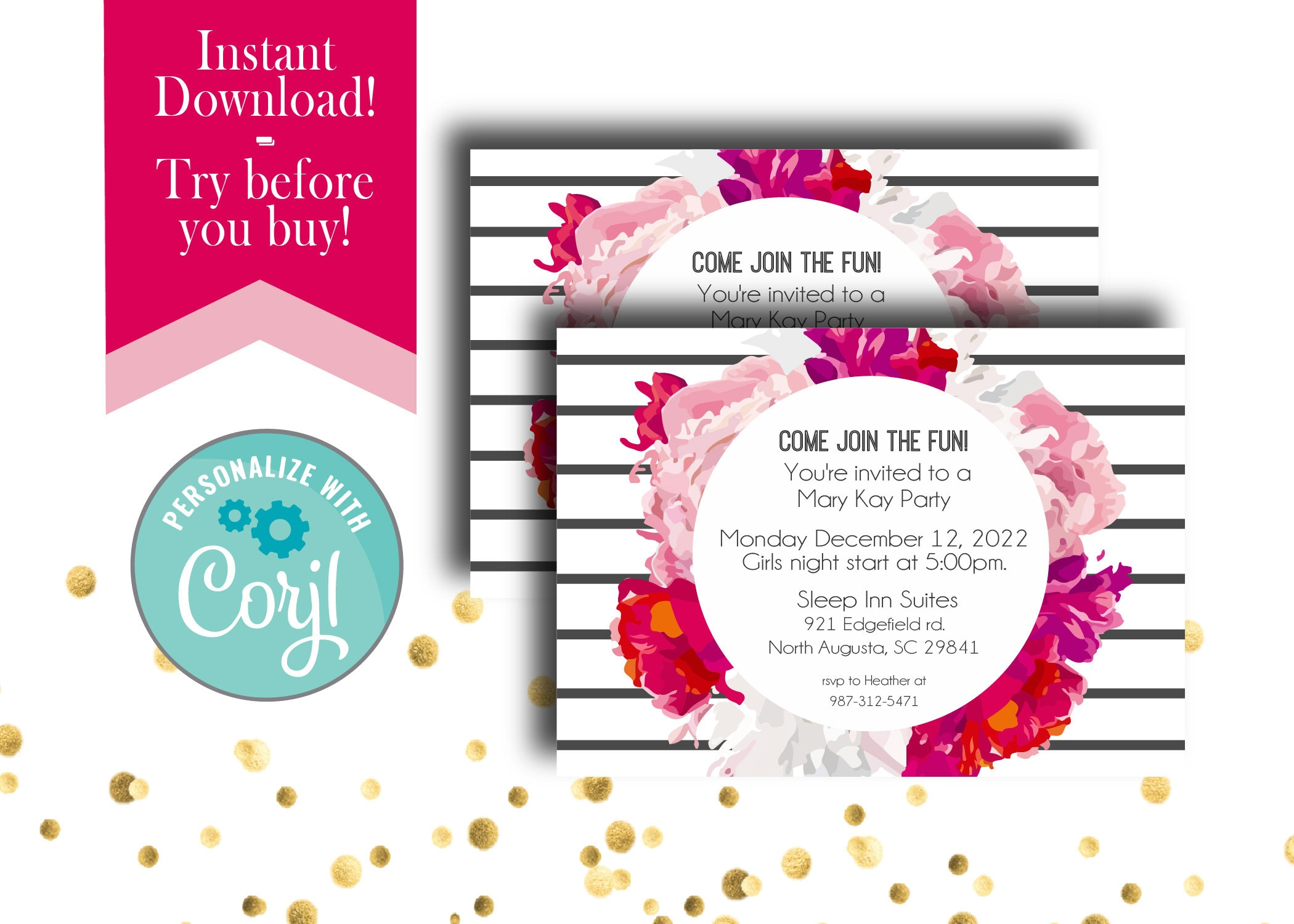 Mary Kay Party Printable / Mary Kay Makeover Invitation / Mlm Invites / Direct Sales Invitation / Mary Kay Girls Night / Paperless Post regarding Mary Kay Invites Printable Free