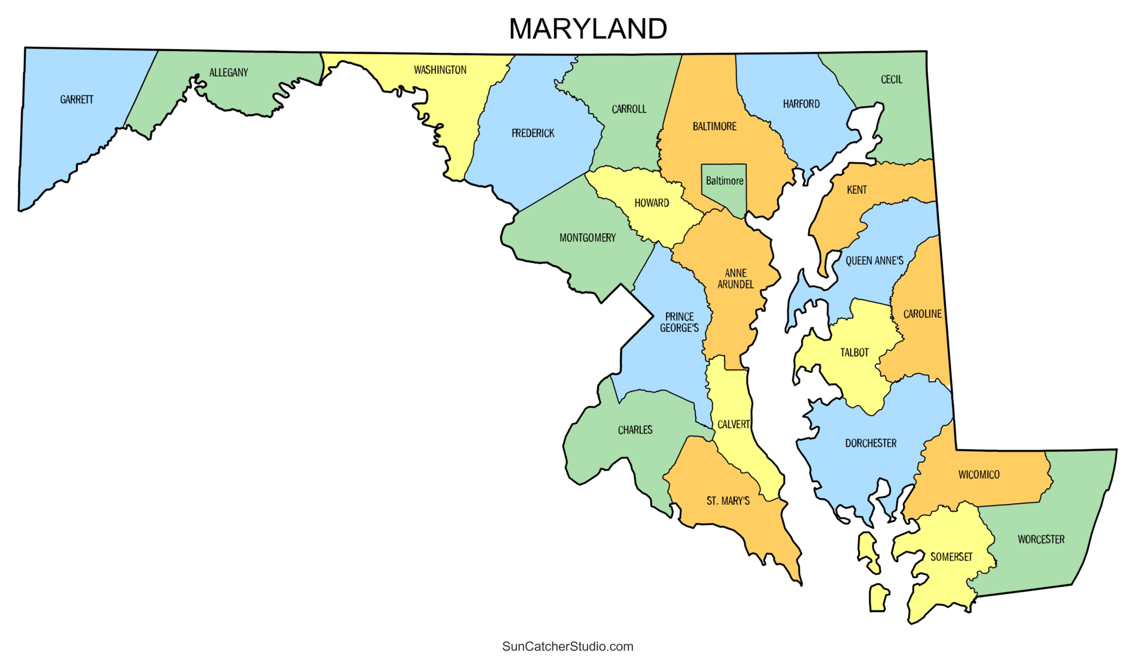 Maryland County Map (Printable State Map With County Lines) – Diy intended for Free Printable Map of Maryland