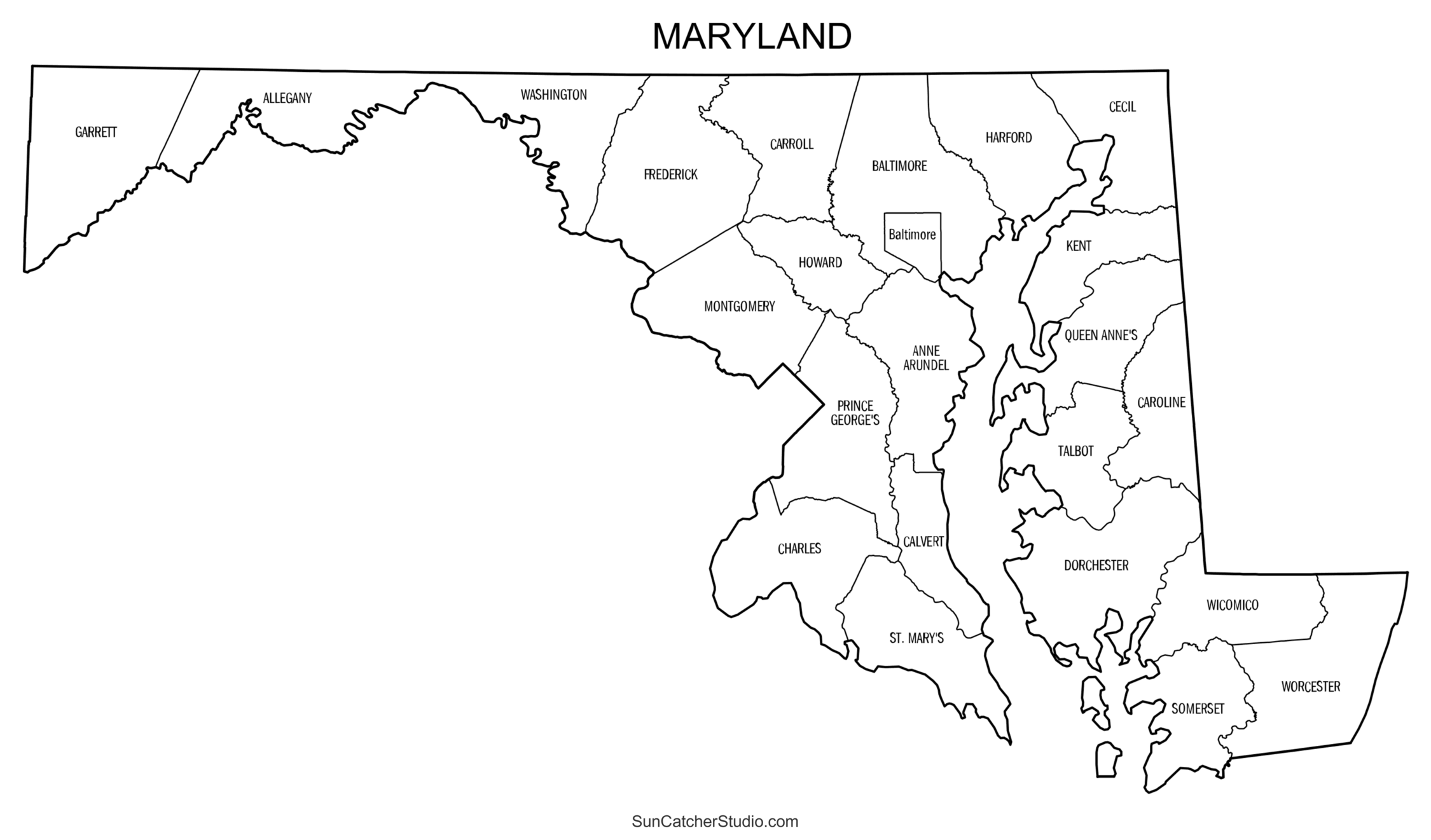 Maryland County Map (Printable State Map With County Lines) – Diy with Free Printable Map of Maryland