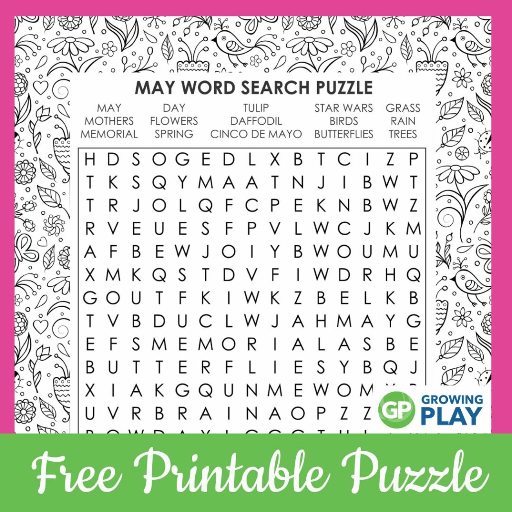 May Word Search Printable Free - Growing Play within Free Printable Variety Puzzles