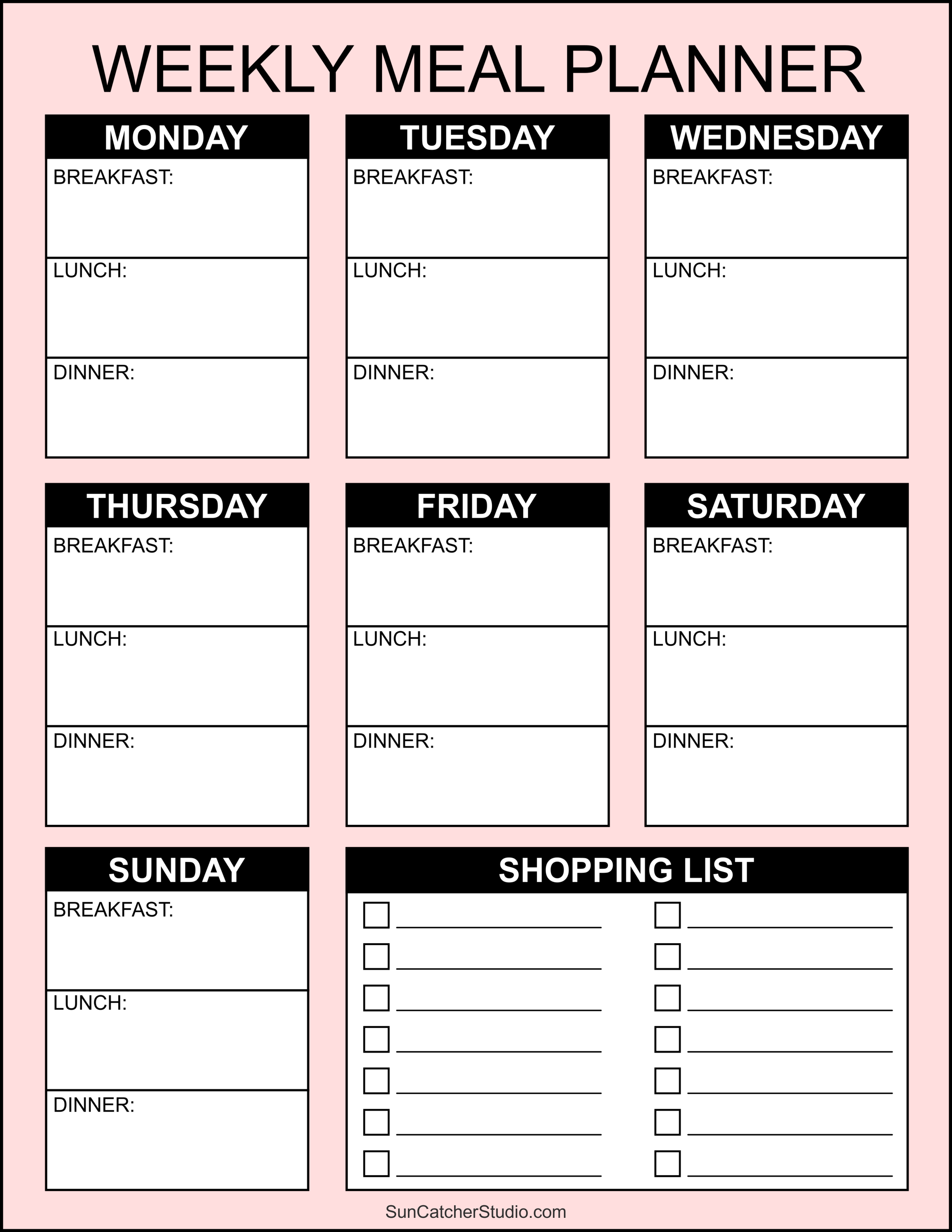 Meal Planners: Printable Weekly Menu Templates (Pdf) – Diy with Free Printable Weekly Dinner Menu Planner