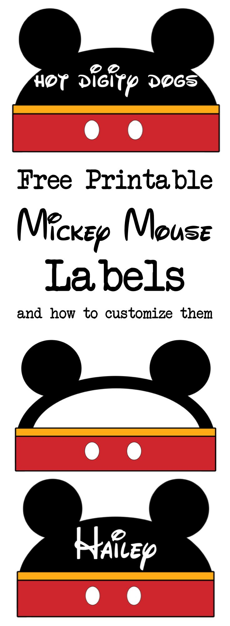 Mickey Mouse Labels Free Printable - Paper Trail Design | Mickey throughout Free Printable Mickey Mouse Favor Tags