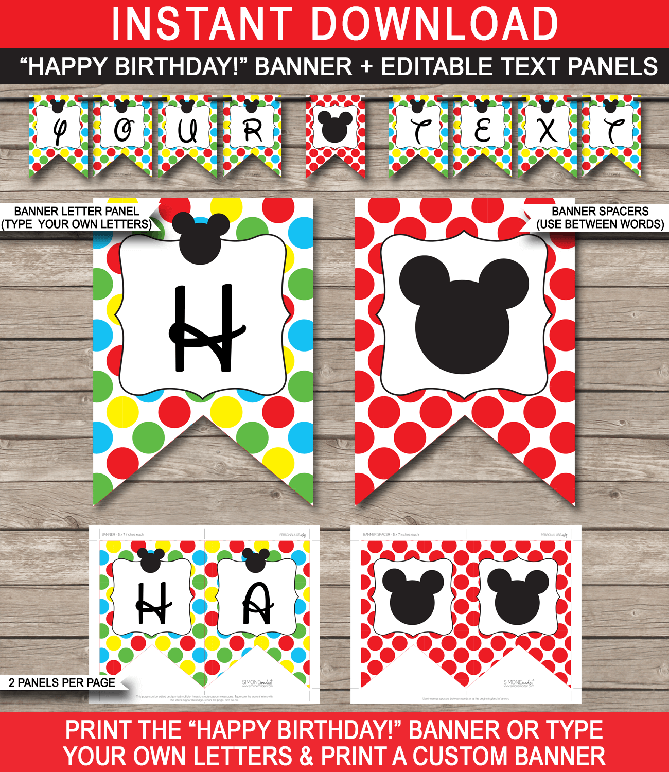 Mickey Mouse Party Banner Template with Free Printable Mickey Mouse Birthday Banner