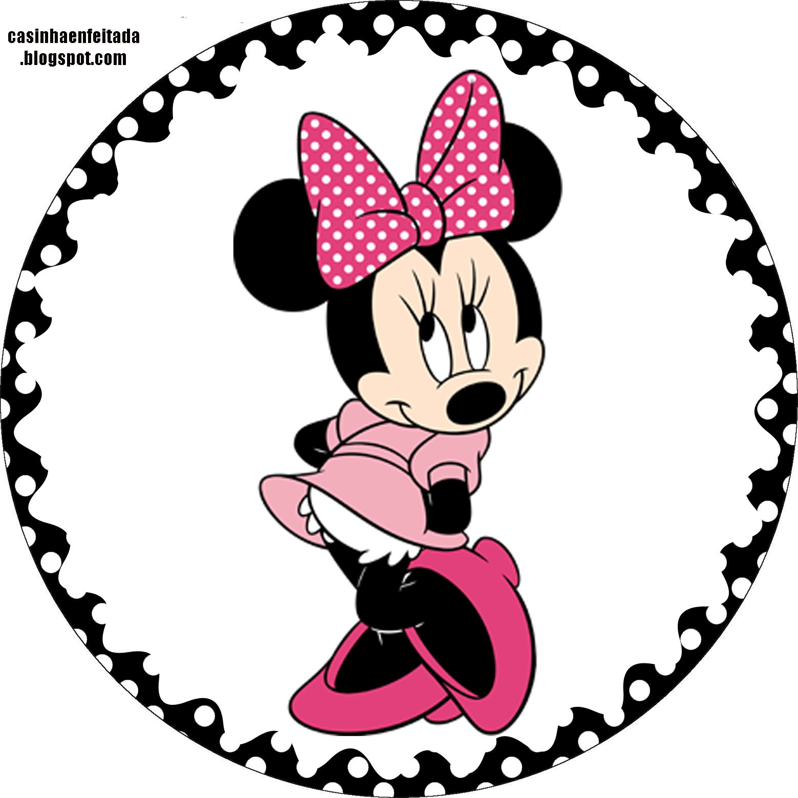 Minnie In Pink With Withe Polka Dots Party: Free Printable Cupcake intended for Free Printable Minnie Mouse Cupcake Wrappers