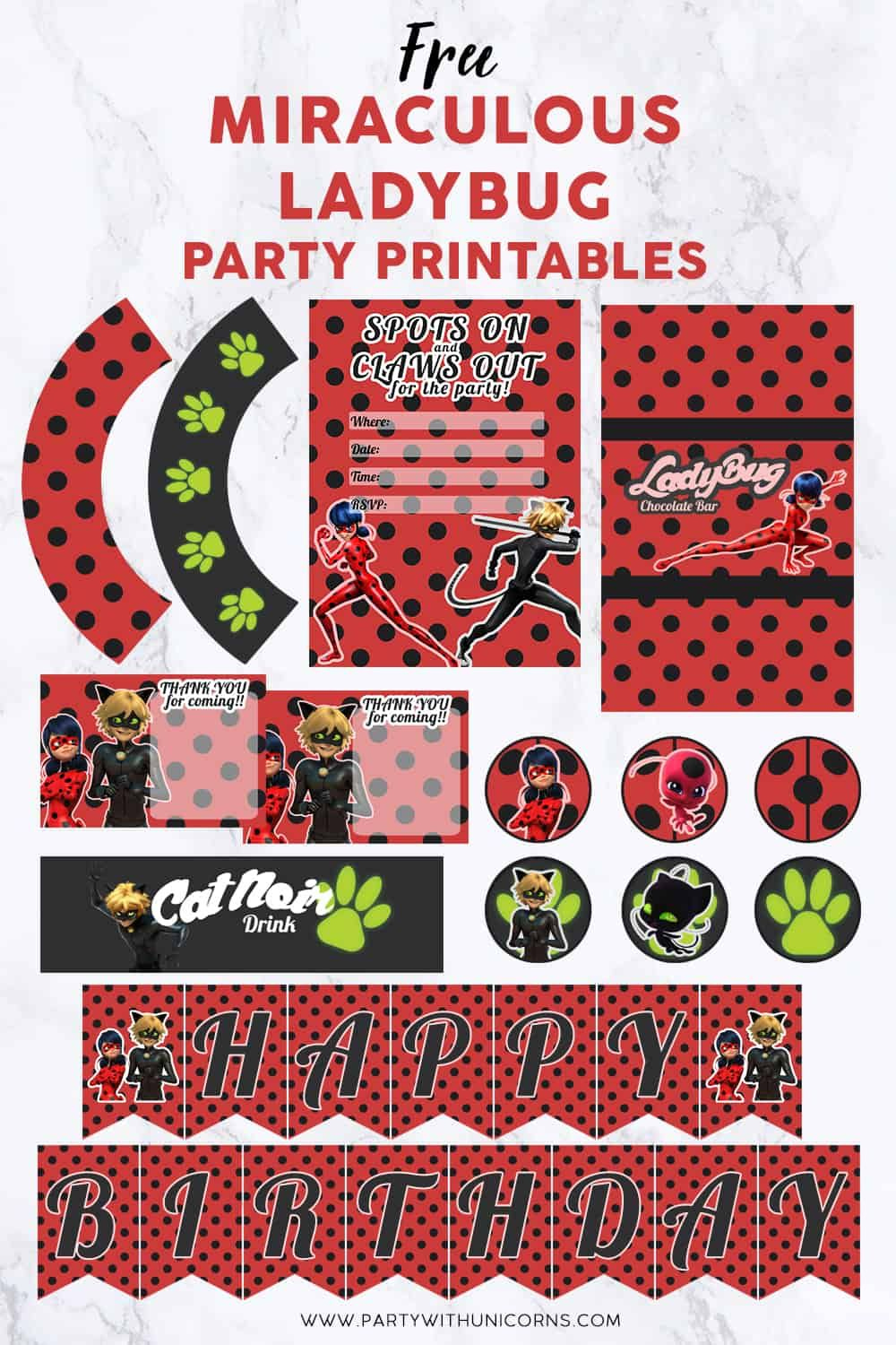 Miraculous Ladybug Party Favor Bags With Free Printable Template pertaining to Ladybug Themed Birthday Party With Free Printables