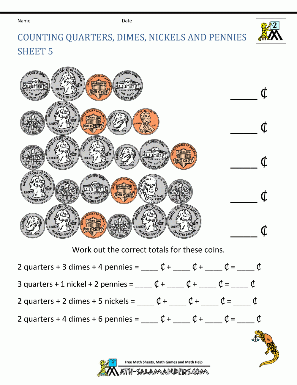 Money Worksheets For 2Nd Grade throughout Free Printable Money Activities