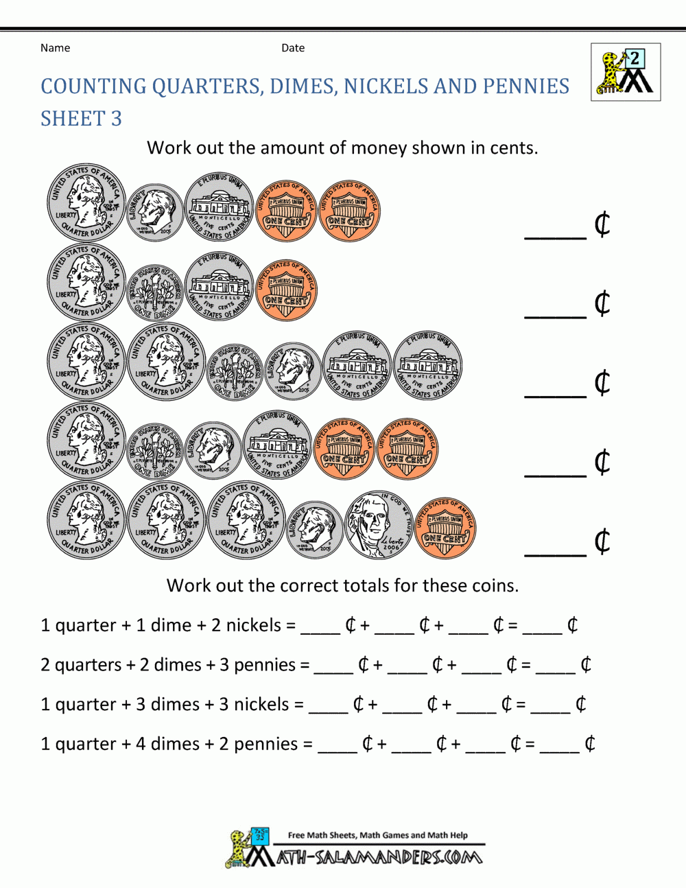 Money Worksheets For 2Nd Grade with Free Printable Worksheets for 2nd Grade