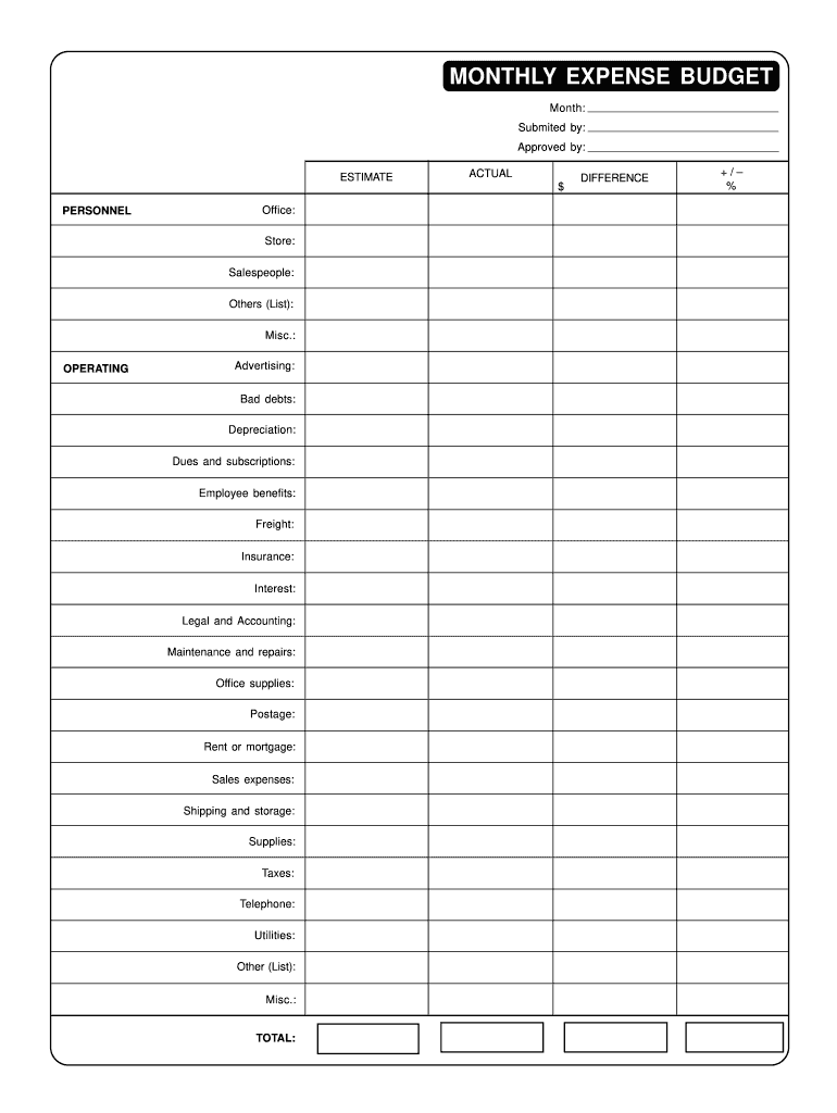 Monthly Expenses List - Fill Online, Printable, Fillable, Blank in Free Printable Income And Expense Form