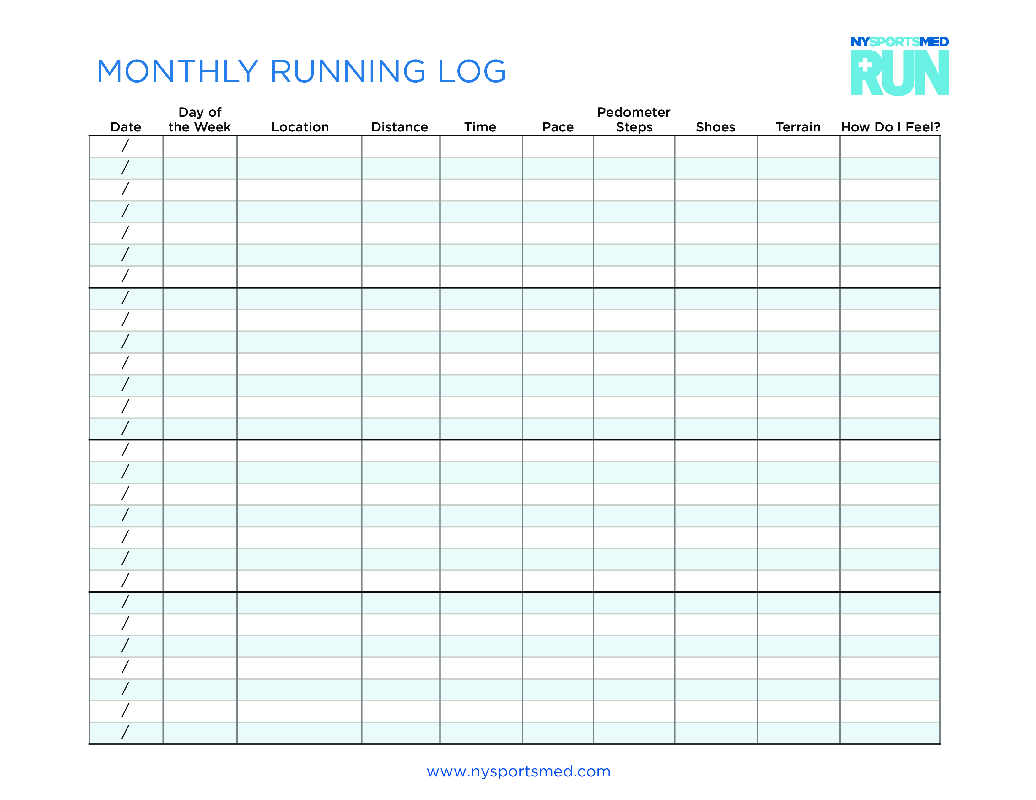 Monthly Running Log - How To Create A Monthly Running Log with Free Printable Running Log