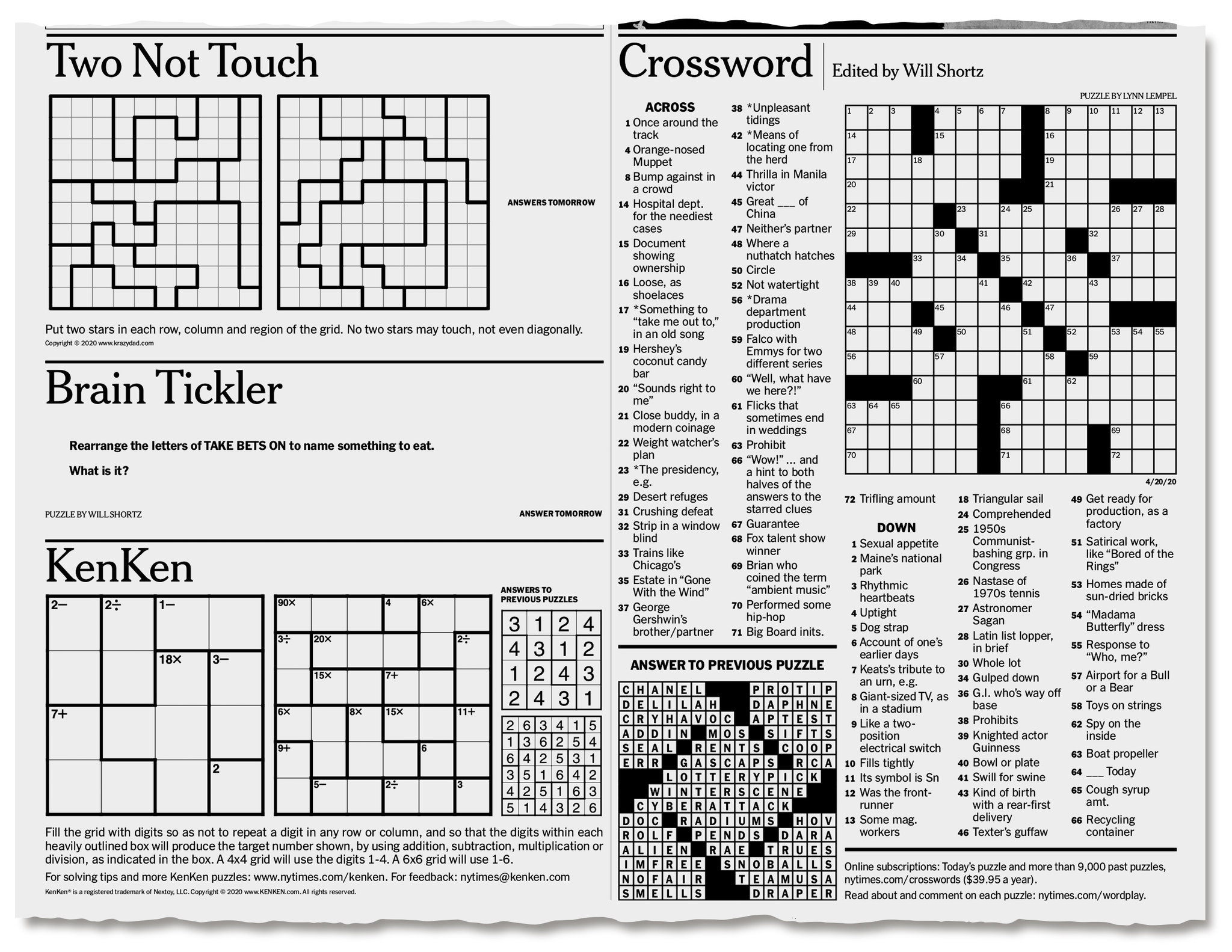 More Puzzles To Pass The Time - The New York Times within New York Times Crossword Printable Free Monday