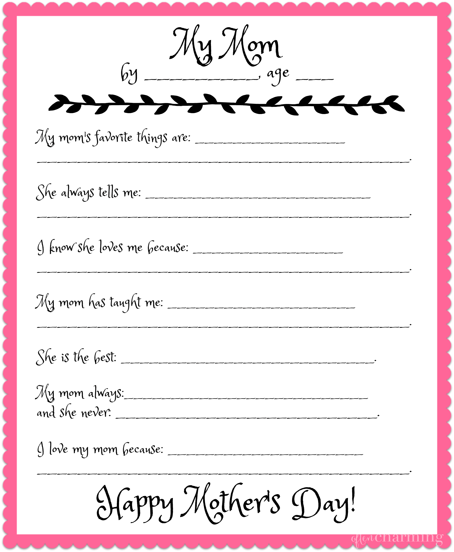 Mother&amp;#039;S Day – Free Printable in Free Printable Mothers Day Gifts