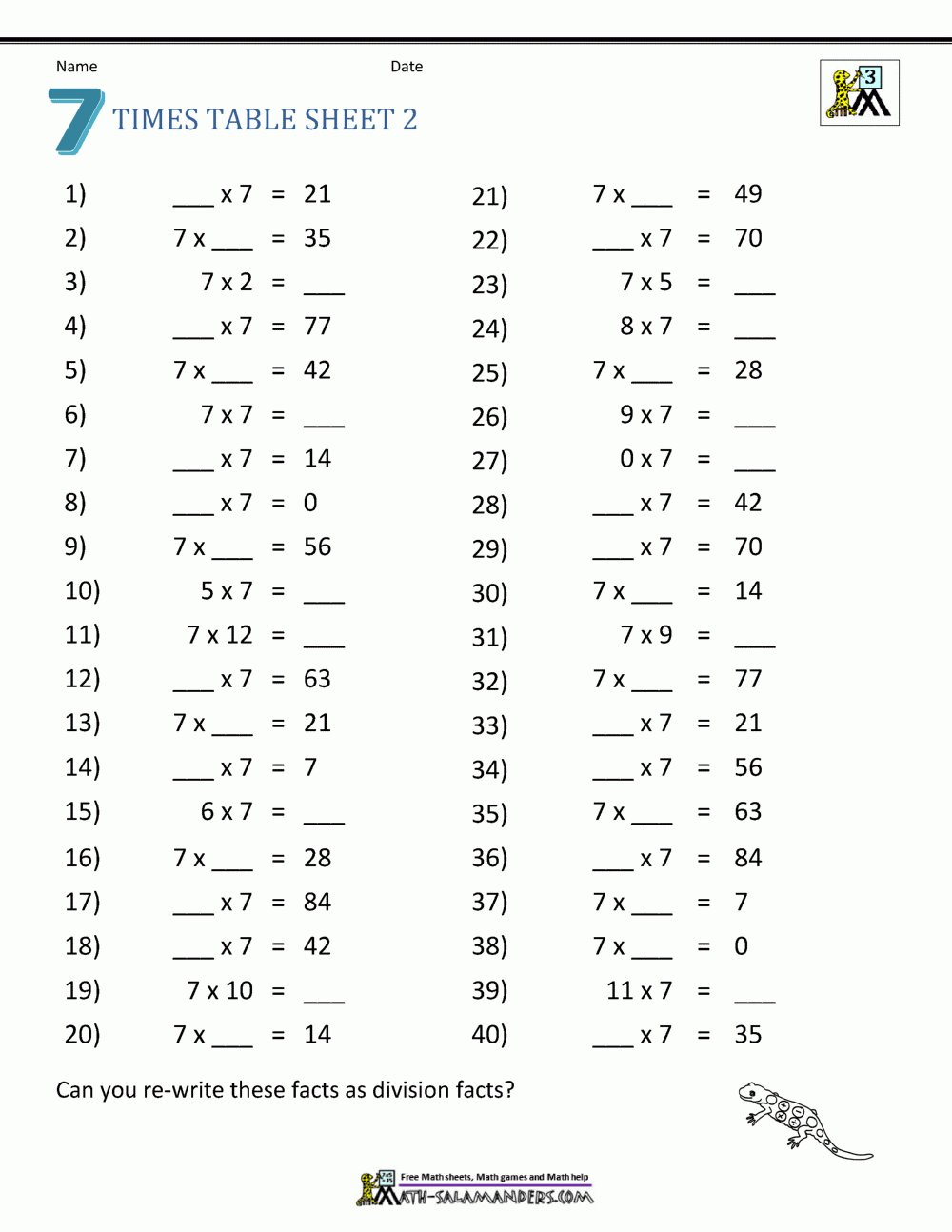 Multiplication Drill Sheets 3Rd Grade regarding Free Printable Multiplication Speed Drills