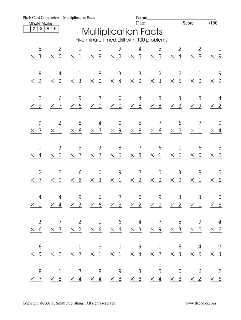 Multiplication Drills Pdf: Fill Out &amp;amp; Sign Online | Dochub with Free Printable Multiplication Timed Tests