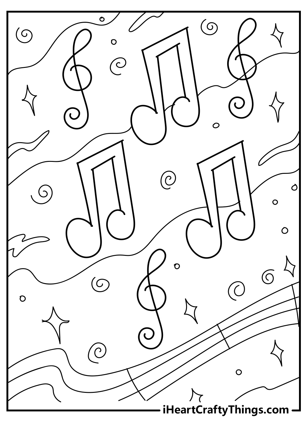 Music Coloring Pages (100% Free Printables) with regard to Free Printable Pictures of Music Notes