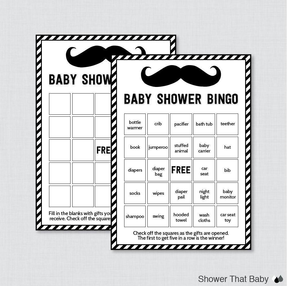 Mustache Baby Shower Games Package With Eight Printable Games with Mustache Baby Shower Games Free Printables