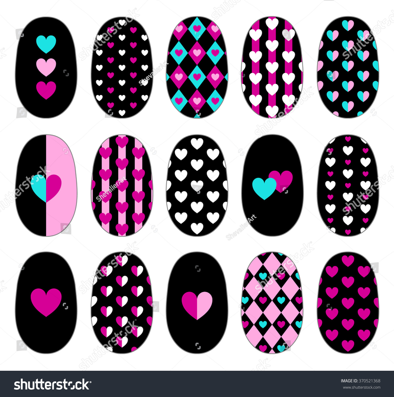 Nail Art Heart Design Templates Manicure: Stock-Vektorgrafik pertaining to Free Printable Nail Art Designs