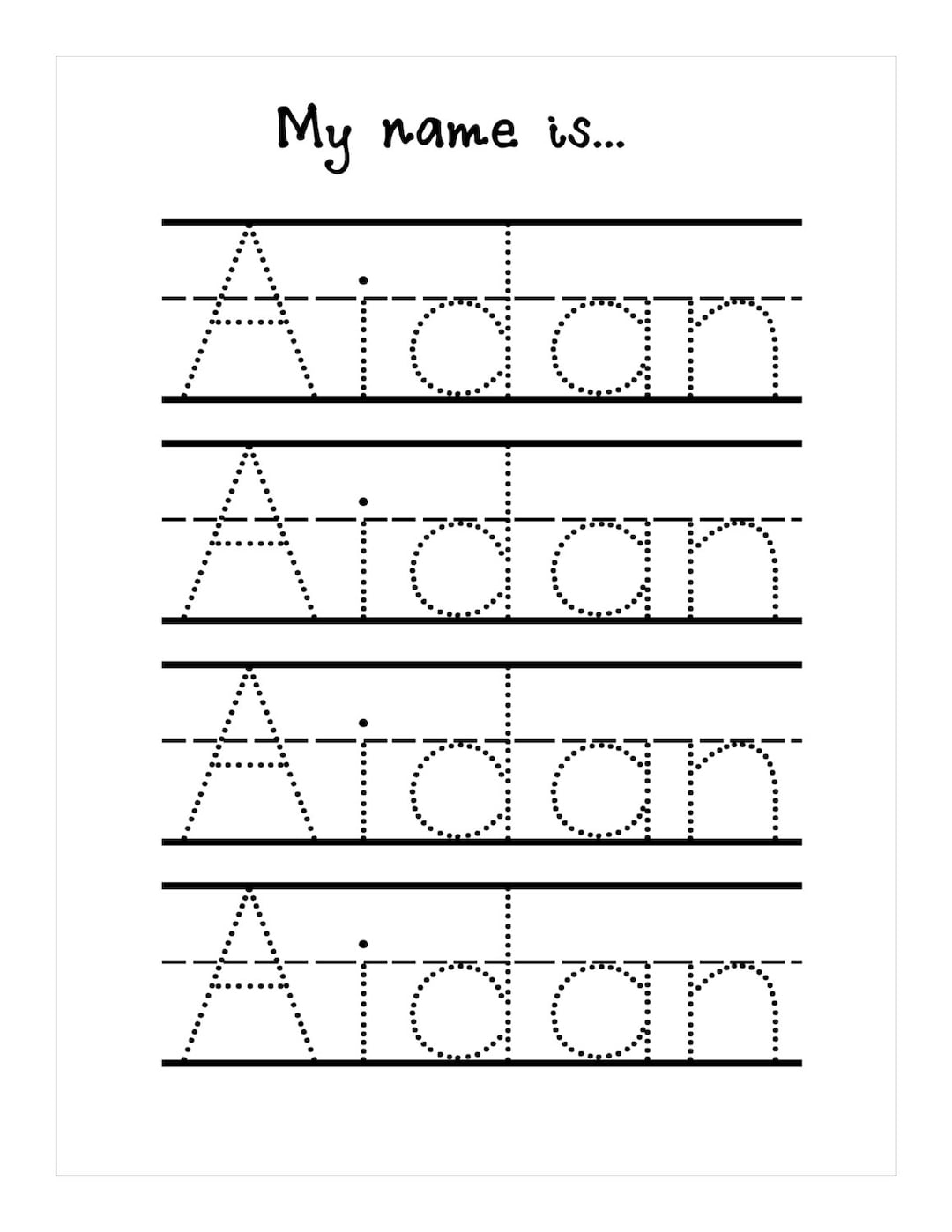 Name Trace Worksheet Digital File Printable For Pre for Free Printable Name Tracing Worksheets