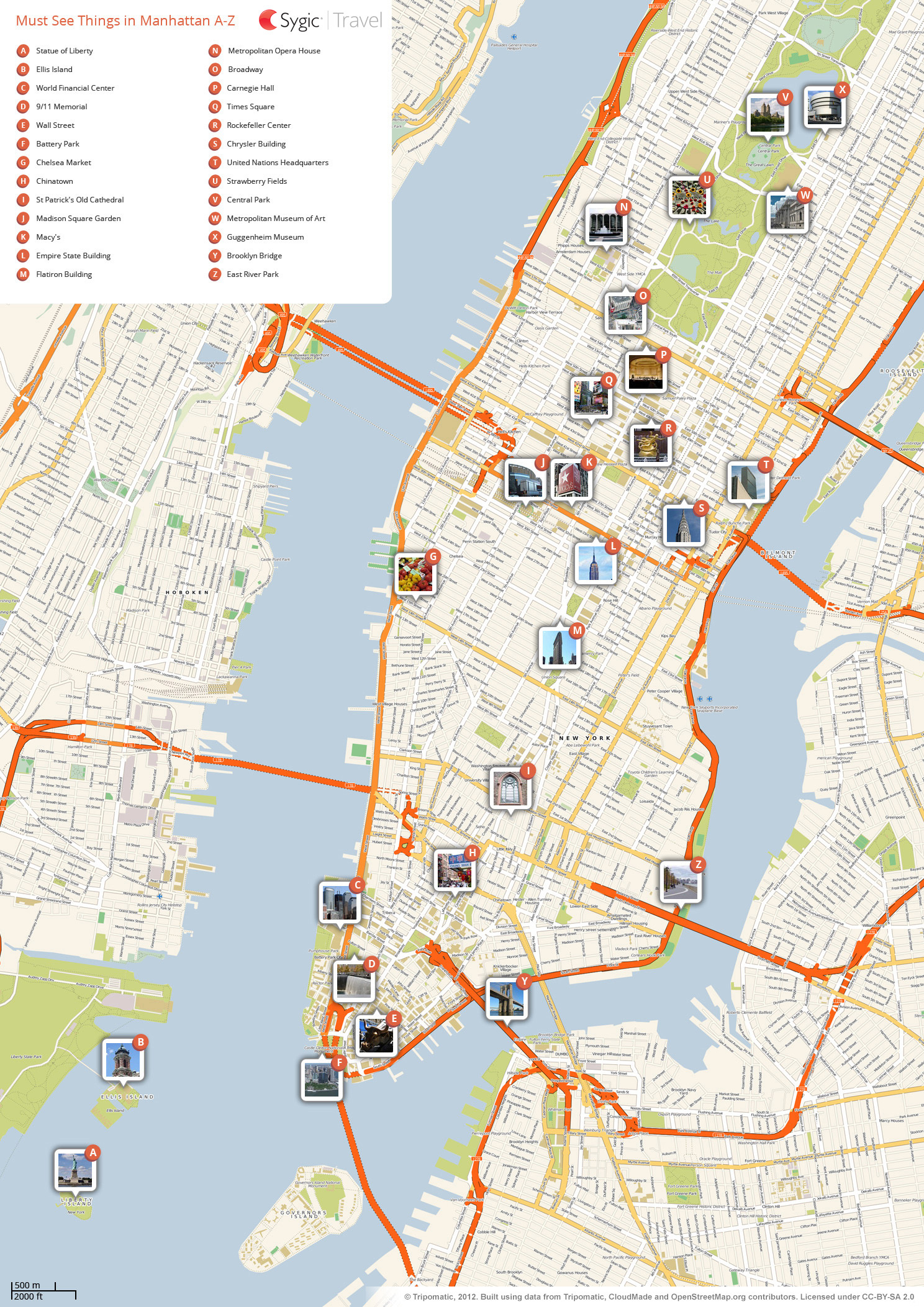 New York City Manhattan Printable Tourist Map | Sygic Travel within Free Printable Map Of Manhattan