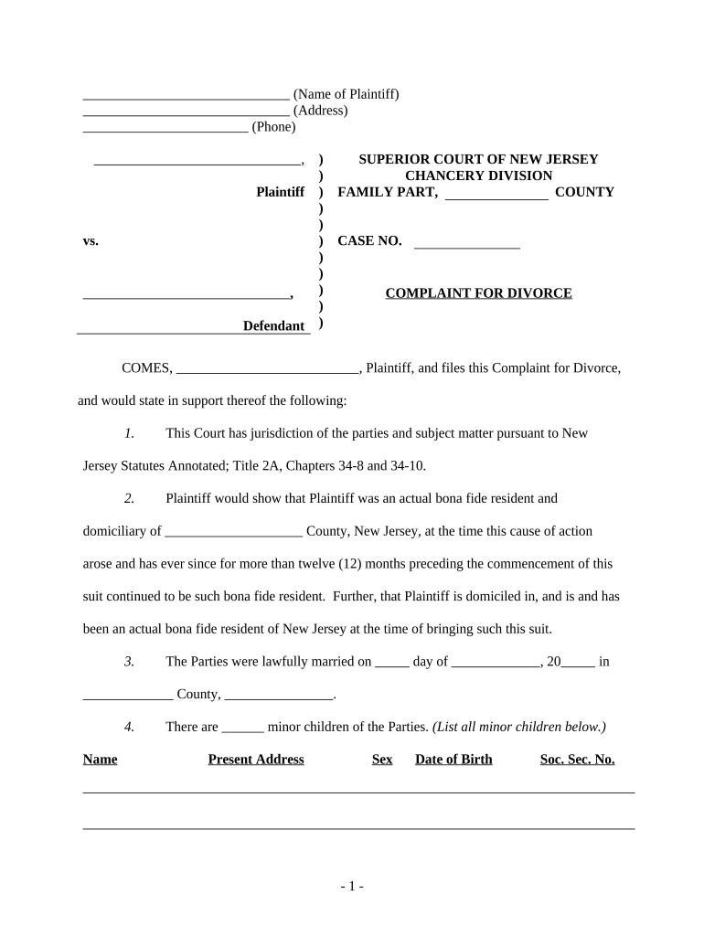 Nj Divorce Forms Pdf Free: Fill Out &amp;amp; Sign Online | Dochub intended for Free Printable Nj Divorce Forms