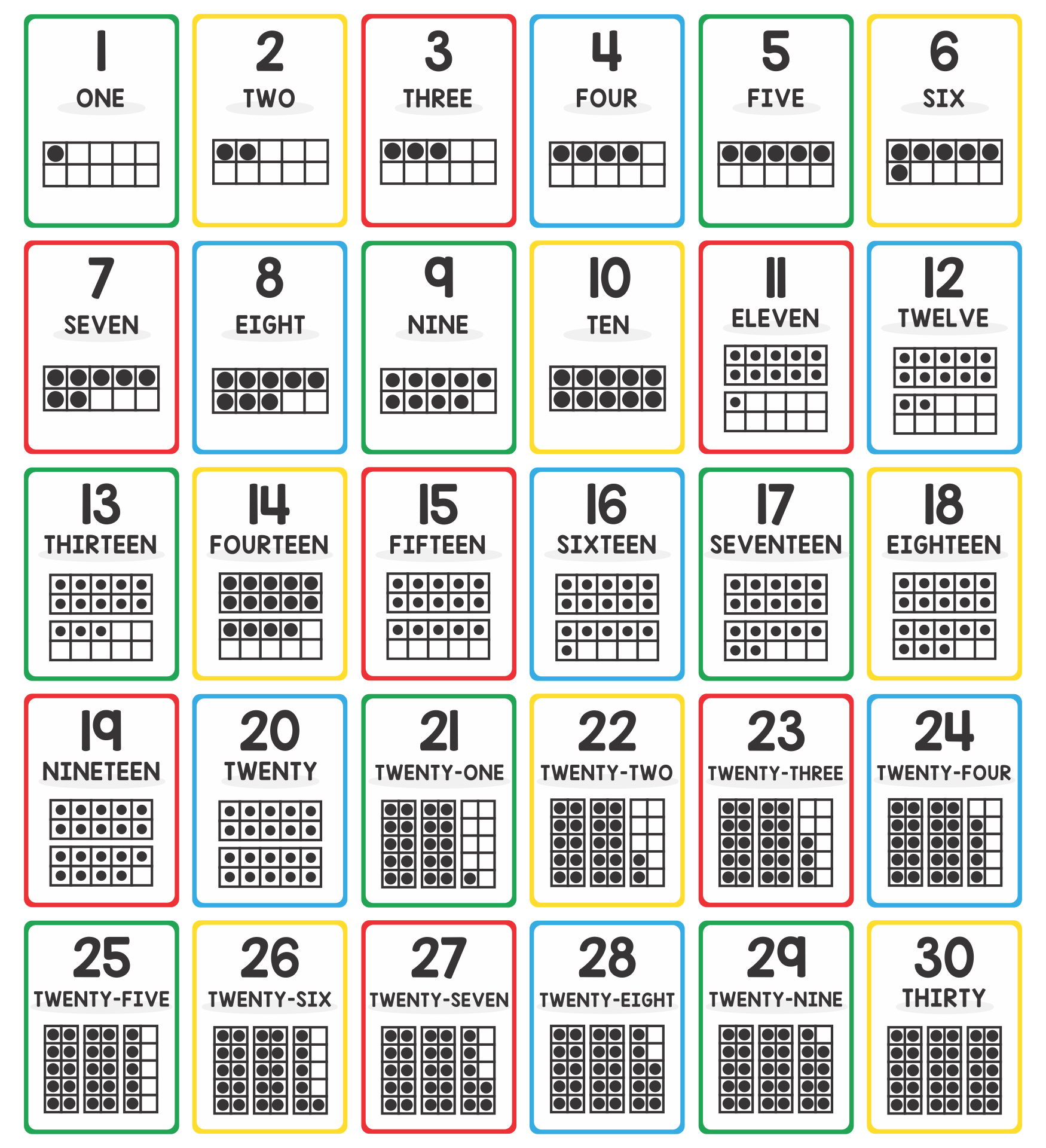 Number Flashcards 1-30 | Printable Math Cards in Free Printable Number Flashcards 1-30