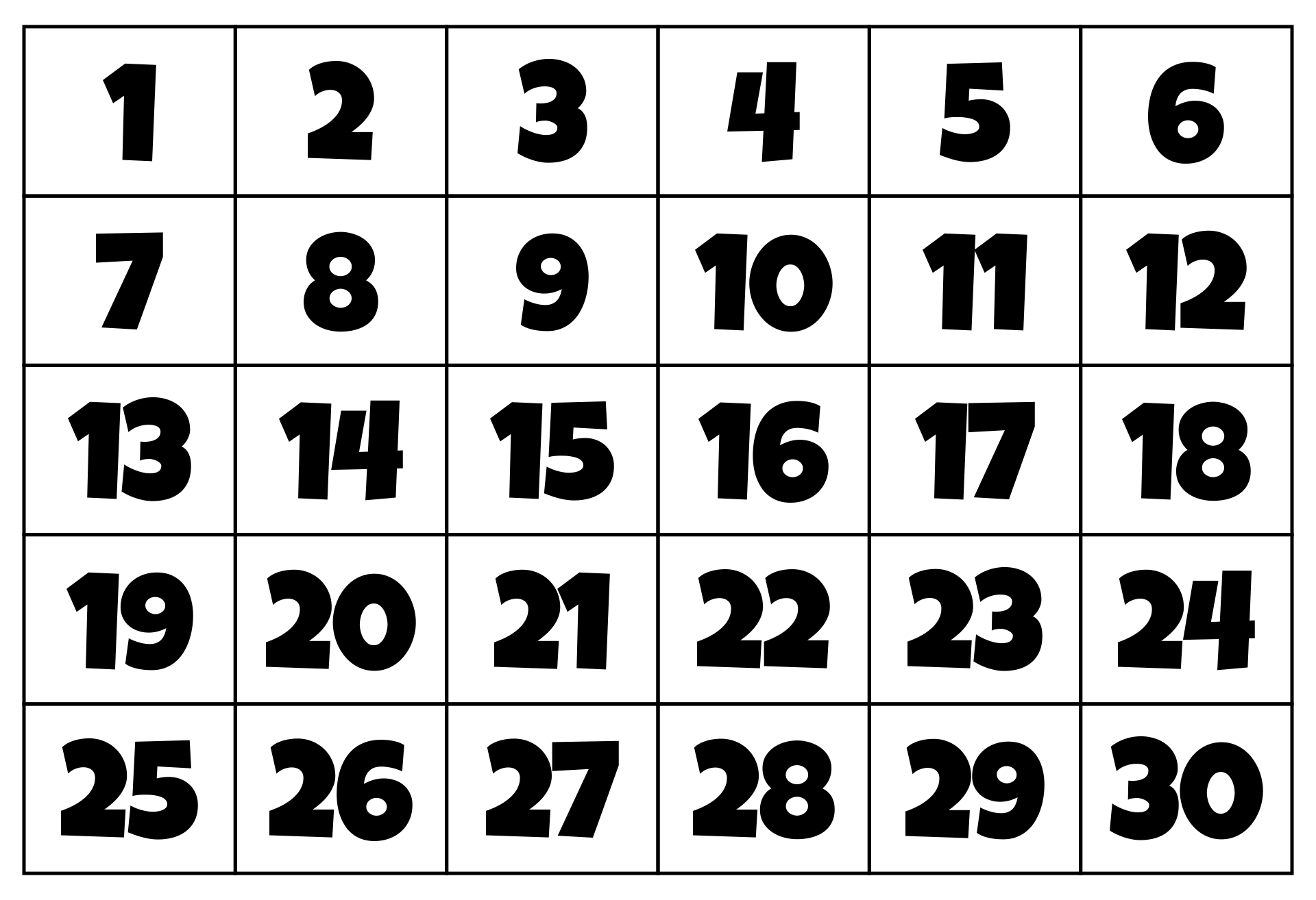 Number Flashcards 1-30 Printable within Free Printable Number Flashcards 1-30