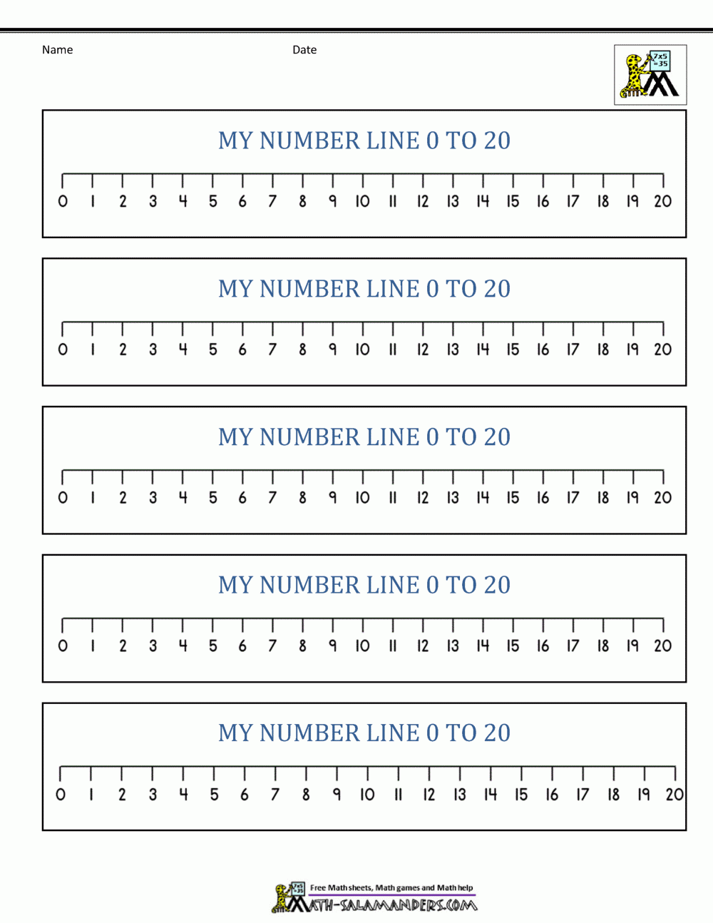 Number Line 0 To 20 Printables intended for Free Printable Number Line 0-20