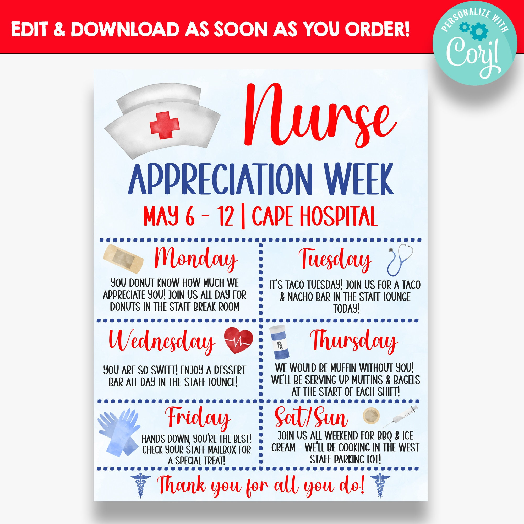 Nurse Agenda - Etsy within Nurses Week 2025 Cards Free Printable