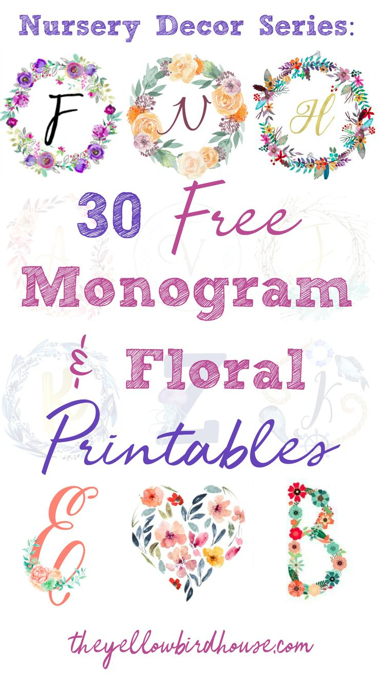 Nursery Decor Series: 30 Free Monogram Printables | Free Printable regarding Free Printable Monogram Letters