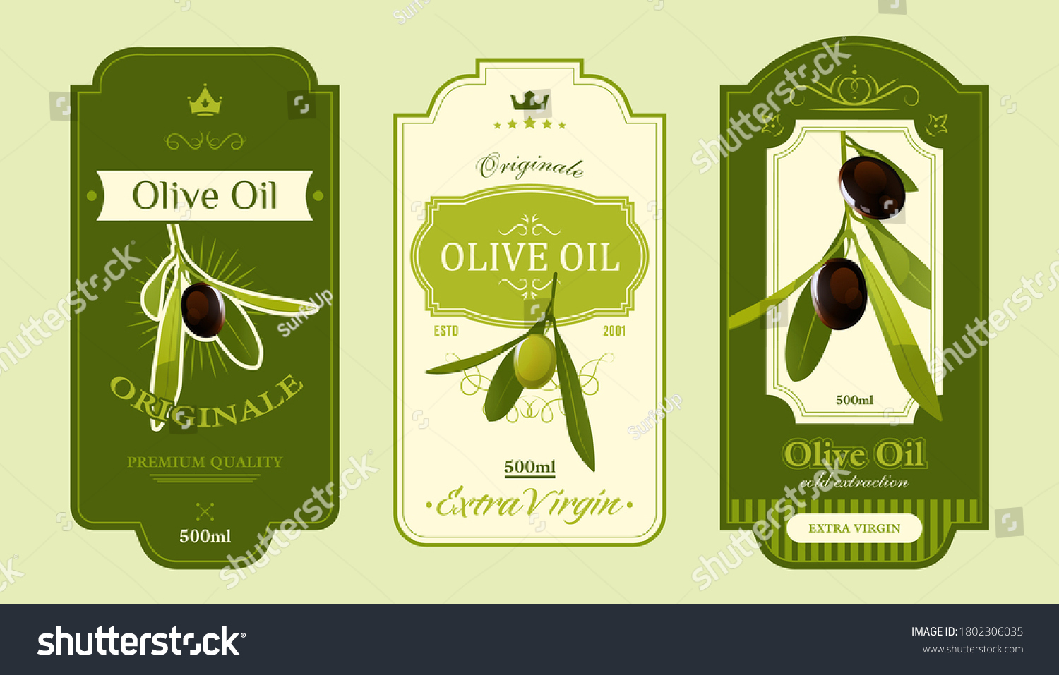 Olive Oil Label Templates Set Set Stock Vector (Royalty Free for Free Printable Olive Oil Labels