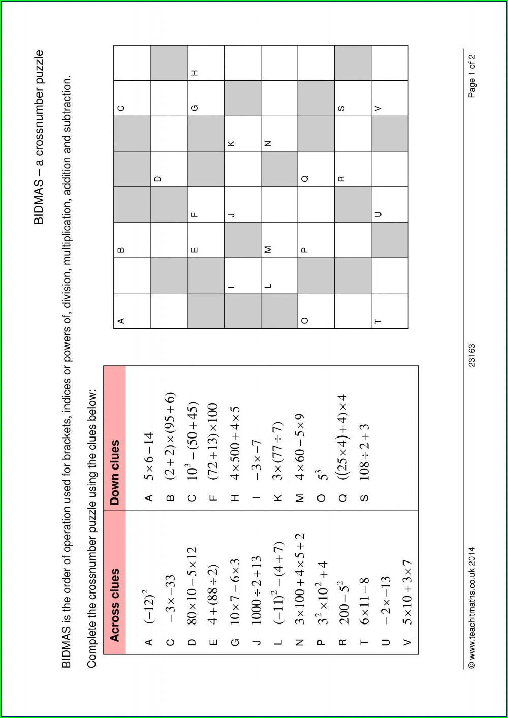 Order Of Operations Crossword Puzzle Worksheet Worksheet : Resume inside Homeschooling Paradise Free Printable Math Worksheets Third Grade