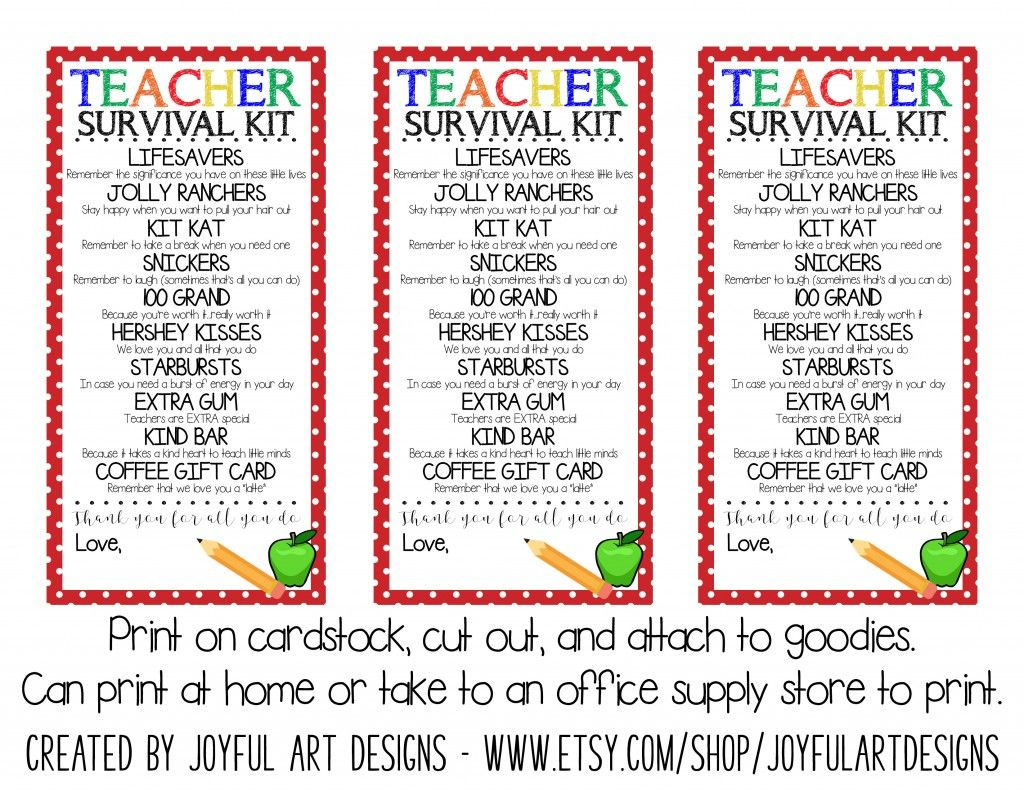 Organized Tips For Back To School + Teacher Gift Idea - Joyfully with Teacher Survival Kit Free Printable