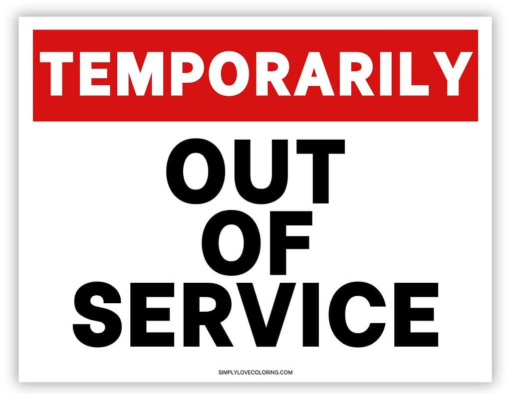 Out Of Service Printable Sign (Free Pdf Download) - Simply Love intended for Free Printable Out Of Service Sign