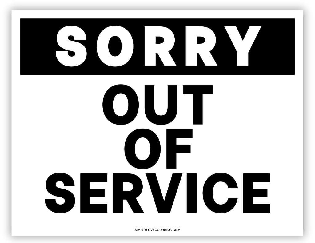 Out Of Service Printable Sign (Free Pdf Download) - Simply Love pertaining to Free Printable Out Of Service Sign