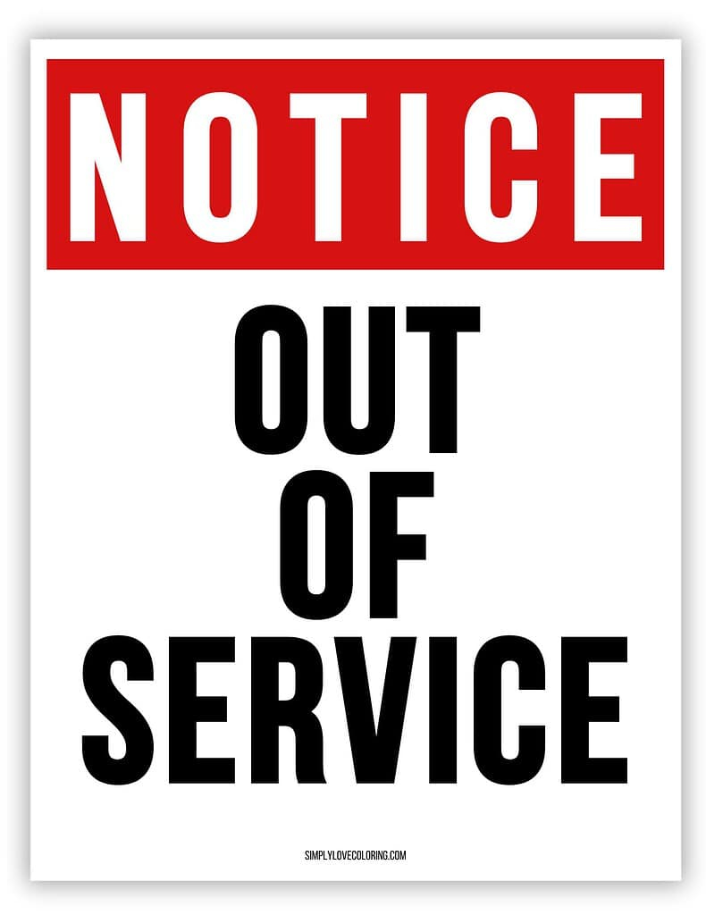 Out Of Service Printable Sign (Free Pdf Download) - Simply Love regarding Free Printable Out Of Service Sign