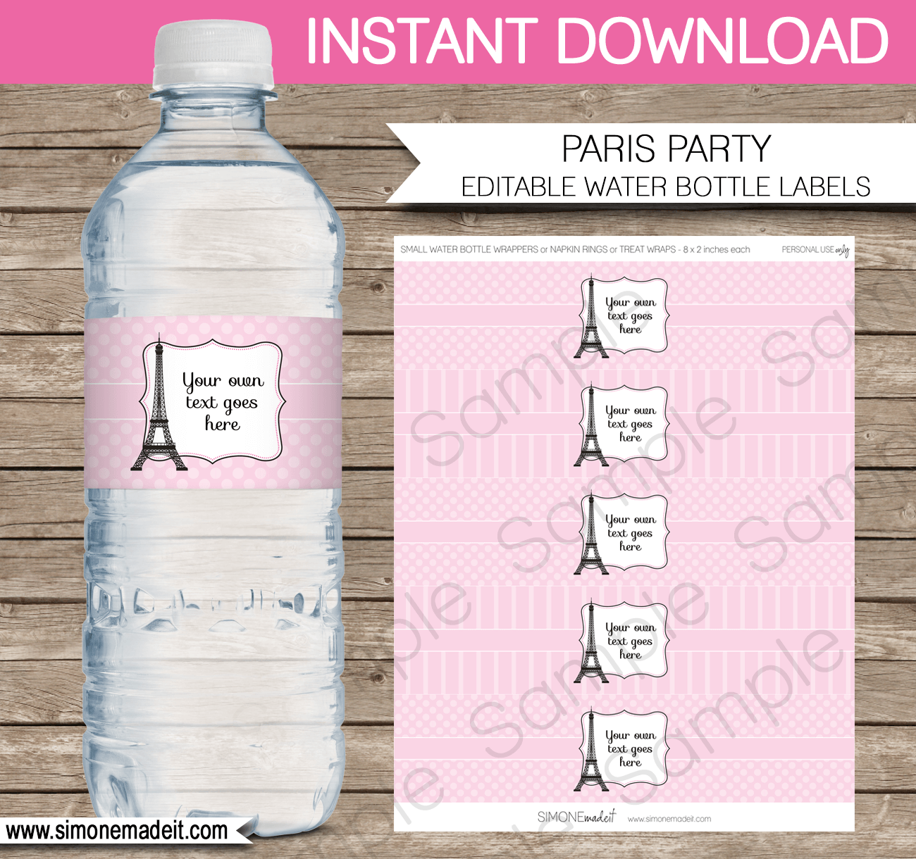 Paris Party Water Bottle Labels Template regarding Free Printable Paris Water Bottle Labels