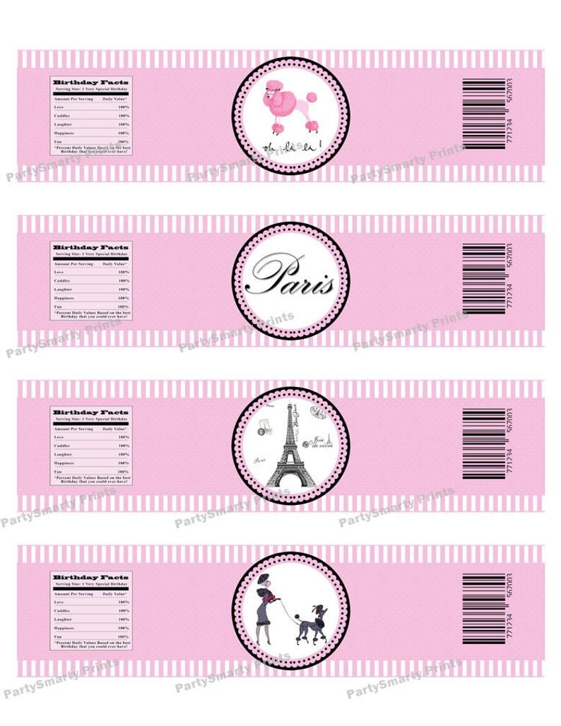 Paris Water Bottle Label Digital Download Bottle Label Paris Party inside Free Printable Paris Water Bottle Labels