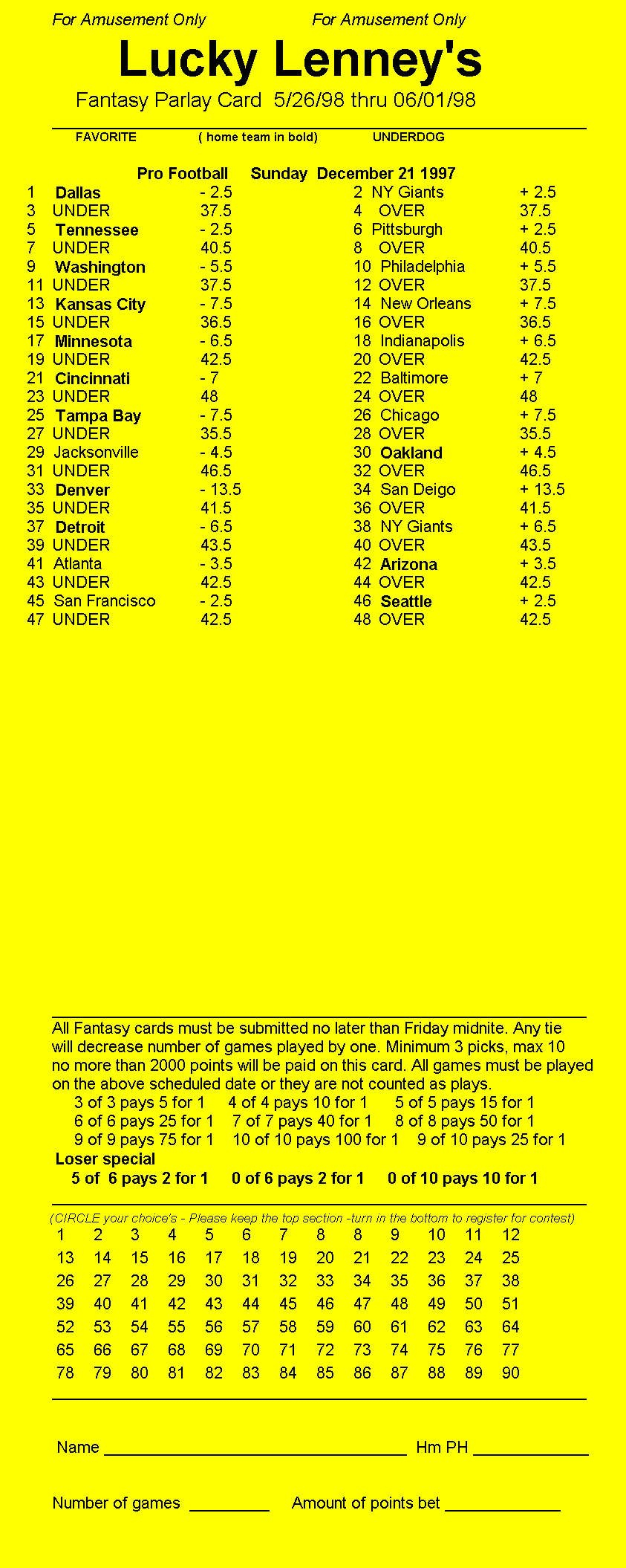 Parlay Card Designer Sample Printout For Football Betting Card throughout Free Printable Parlay Cards