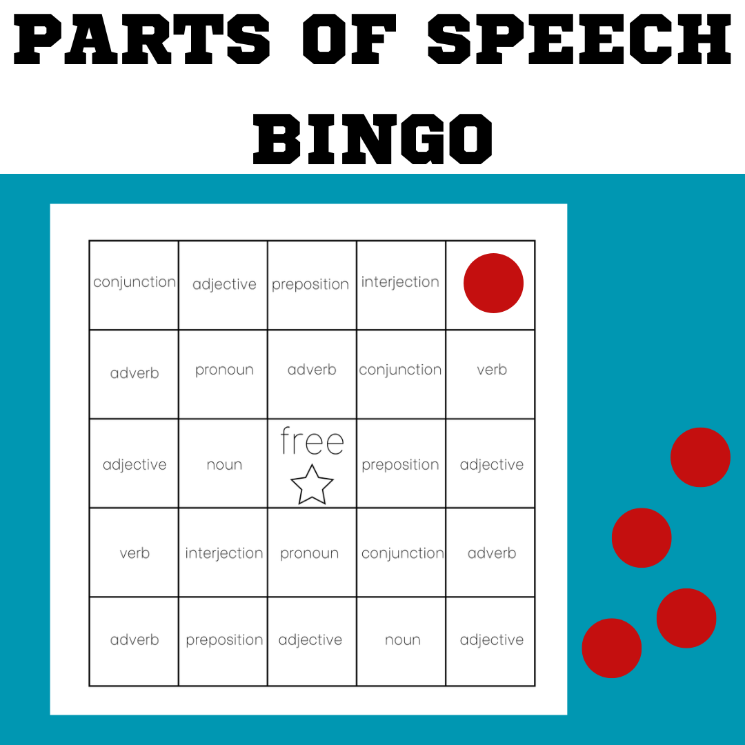 Parts Of Speech Bingo! with Free Printable Parts Of Speech Bingo