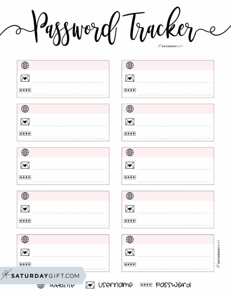 Password Tracker Printable - 15 Cute &amp;amp; Free Password Keepers with Free Printable Password Sheet