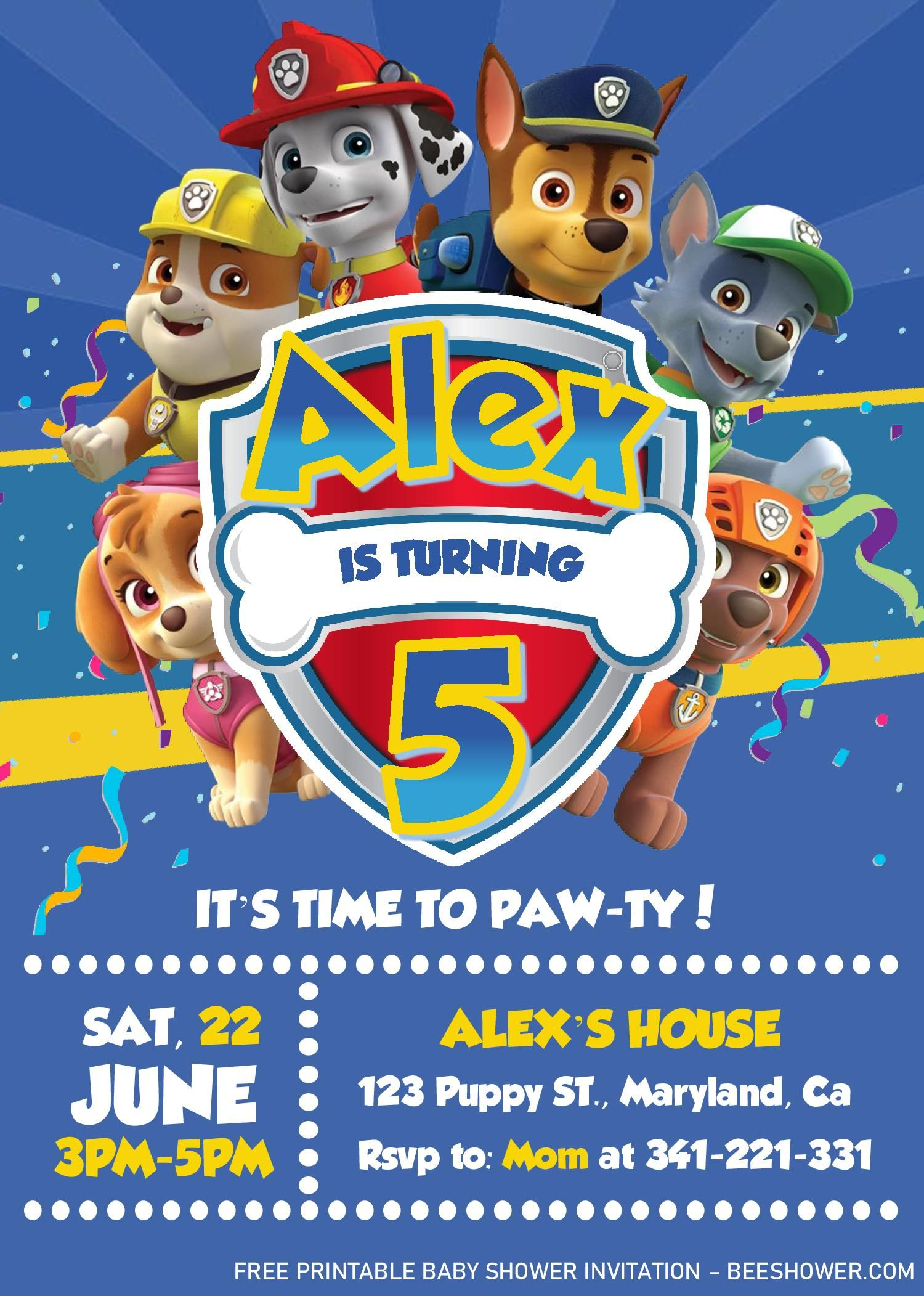 Paw Patrol Invitation Templates - Editable With Ms Word throughout Paw Patrol Free Printables Invitations