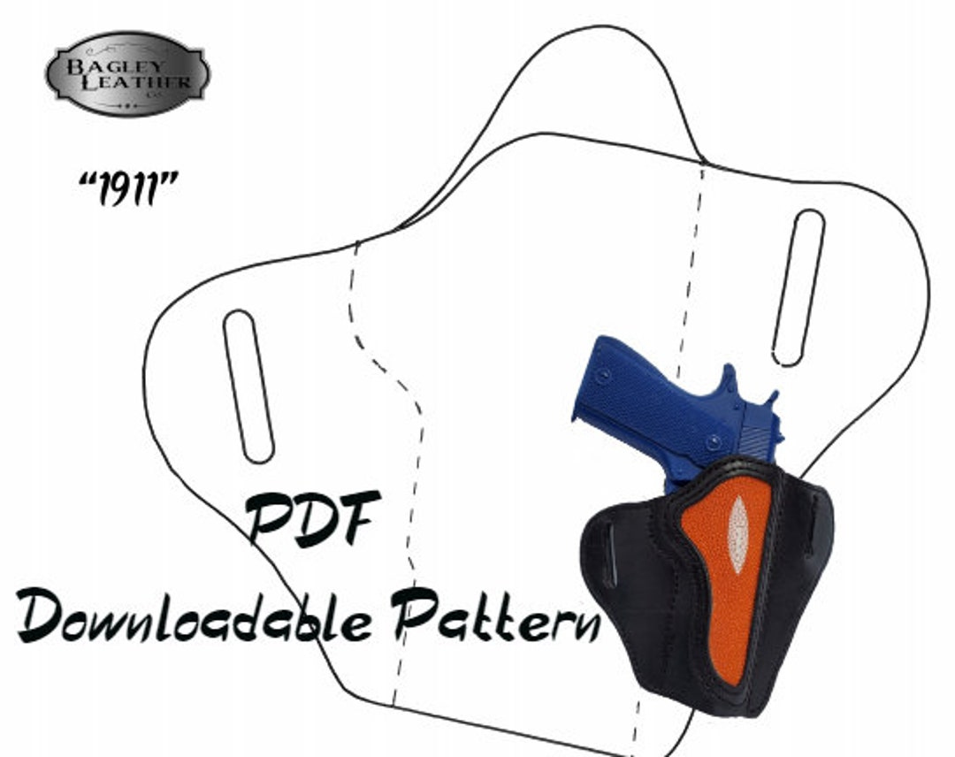 Pdf Pattern For 1911 Holster - Etsy regarding Free Printable Holster Patterns