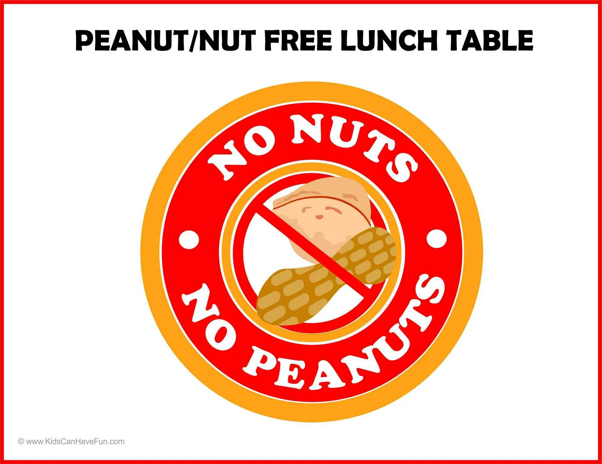 Peanut Nut Free Signs, Labels, Posters, Allergy Worksheets throughout Printable Nut Free Signs