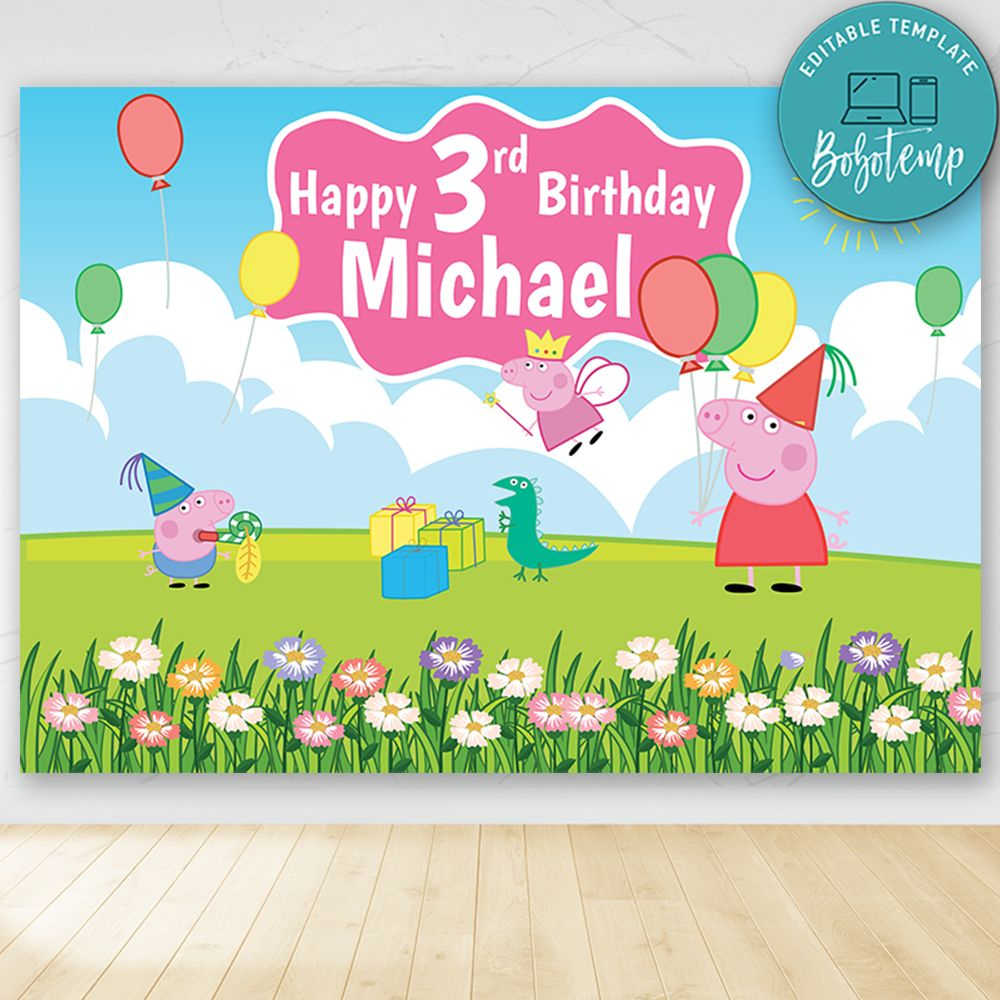 Peppa Pig Birthday Party Banner Backdrop Printable Diy | Bobotemp regarding Peppa Pig Birthday Banner Printable Free