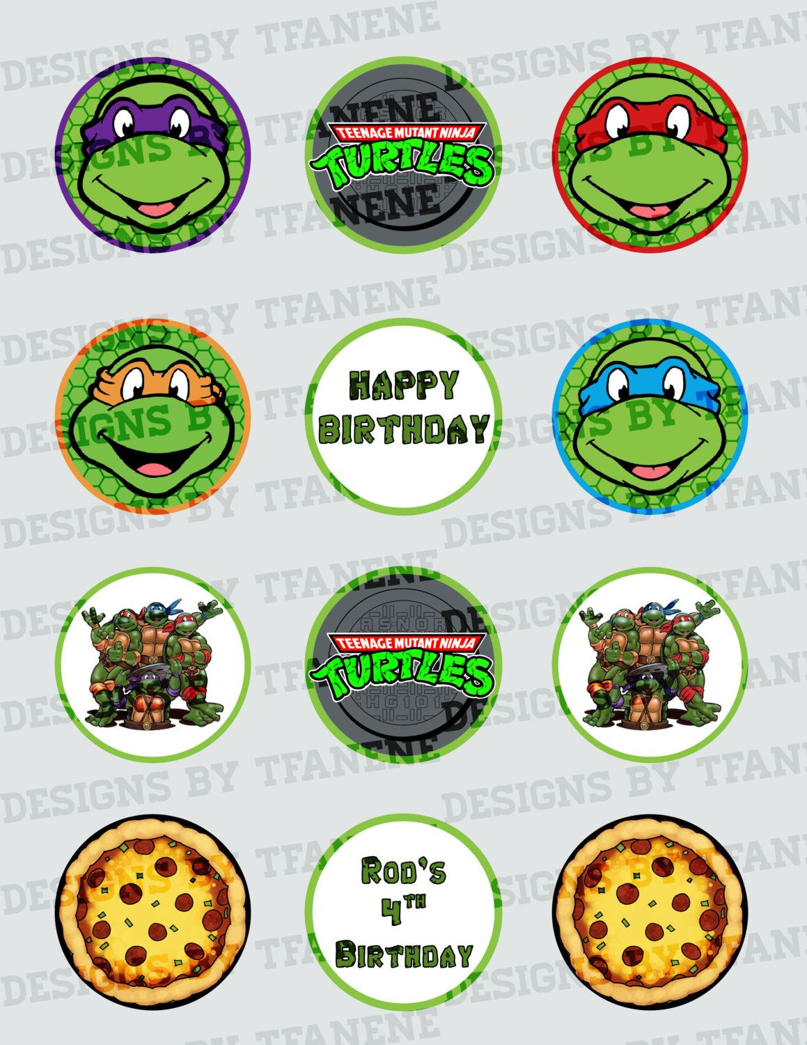 Personalized Teenage Mutant Ninja Turtles/Tmnt Printable Cupcake inside Free Printable Teenage Mutant Ninja Turtle Cupcake Toppers