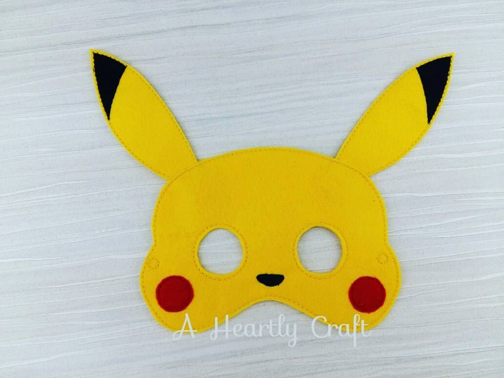 Pikachu Mask - Pokemon Mask - Pokemon Birthday - Halloween Mask throughout Free Printable Pokemon Masks