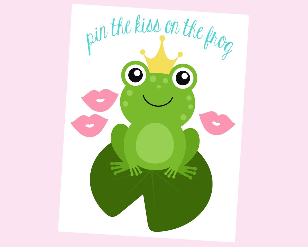 Pin The Kiss On The Frog. Printable Game For Princess Party. Frog Party. Princess And The Frog. Instant Download - Etsy with regard to Pin the Kiss on the Frog Free Printable